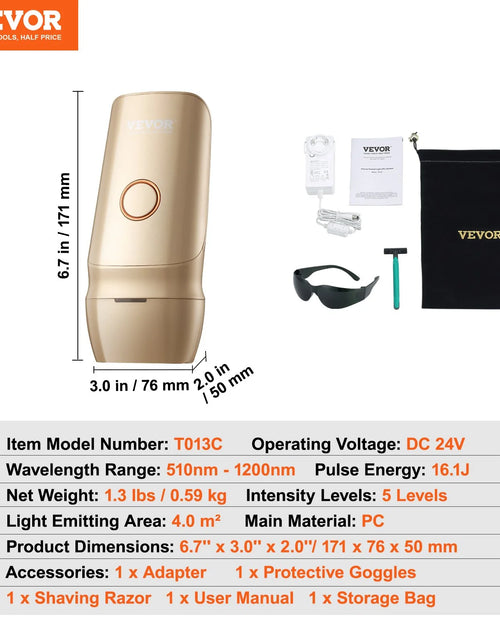 Load image into Gallery viewer, VEVOR IPL Hair Removal, Permanent Hair Removal with Ice Cooling System for Women Men, Auto/Manual Modes &amp; 5 Levels, Painless At-Home Hair Removal Device for Legs, Arms, Armpits, Bikini Line
