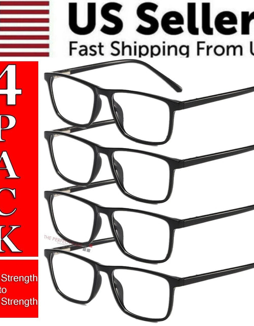 Load image into Gallery viewer, Reading Glasses Mens Womens Unisex Readers Eyeglasses 4 Pack Glasses New Square
