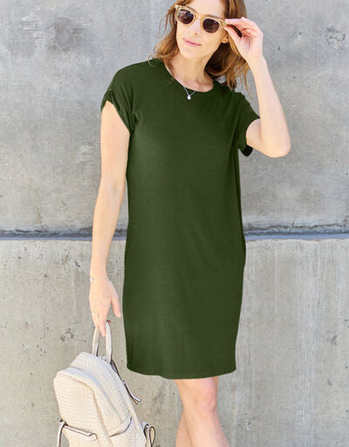 Load image into Gallery viewer, Basic Bae Full Size round Neck Short Sleeve Dress with Pockets
