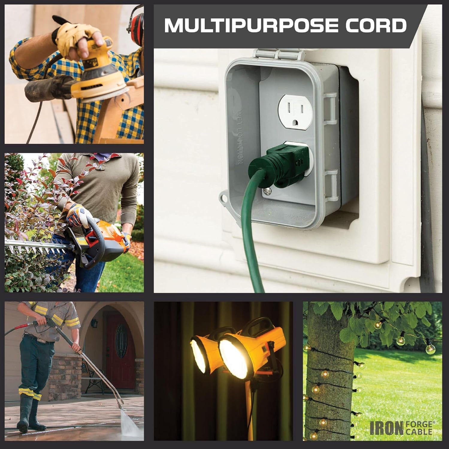 Green Outdoor Extension Cord 100 FT - 16/3 SJTW Weatherproof Extension Cord for outside with 3 Prong - 16 Gauge Foot Extension Cord. UL Listed, Great for Christmas Lights & Outside